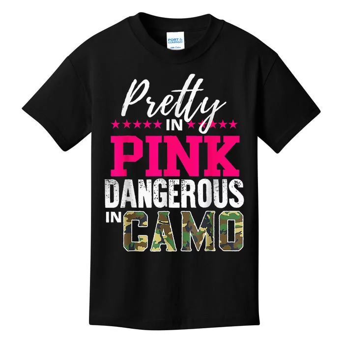 Pretty In Pinks D.Angerous In Camo Hunting Kids T-Shirt