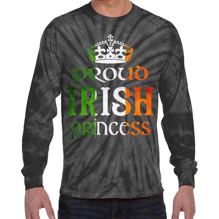 Proud Irish Princess Funny Saint Patrick's Day Tie-Dye Long Sleeve Shirt