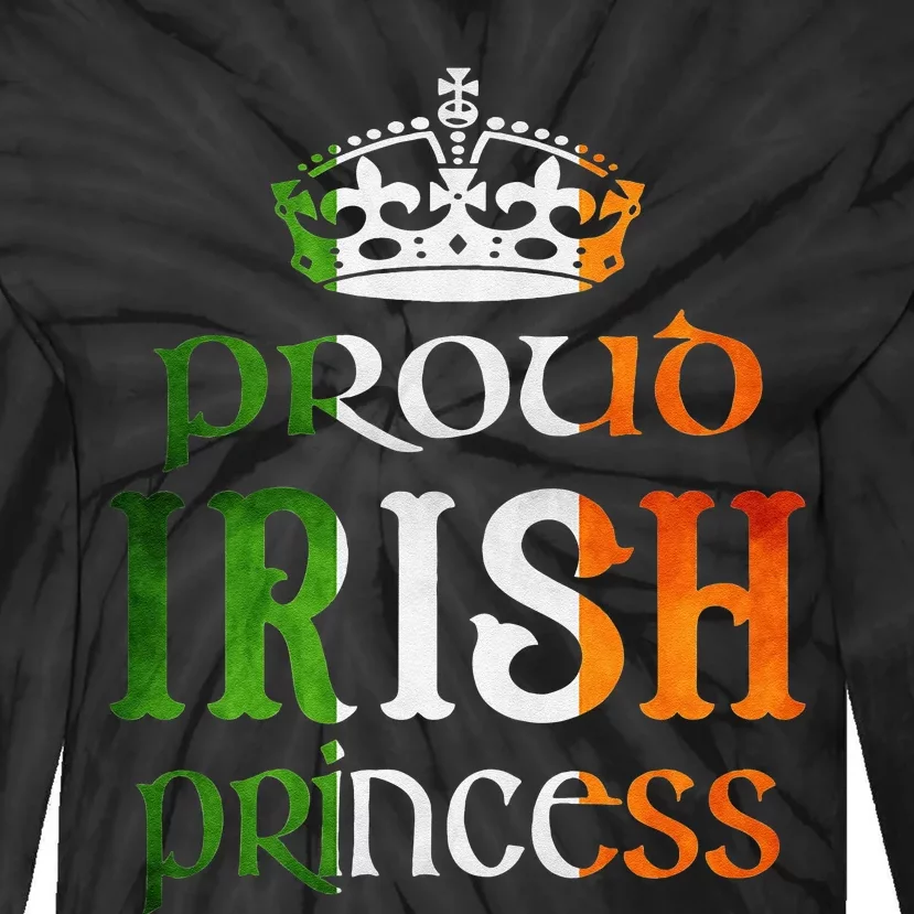 Proud Irish Princess Funny Saint Patrick's Day Tie-Dye Long Sleeve Shirt