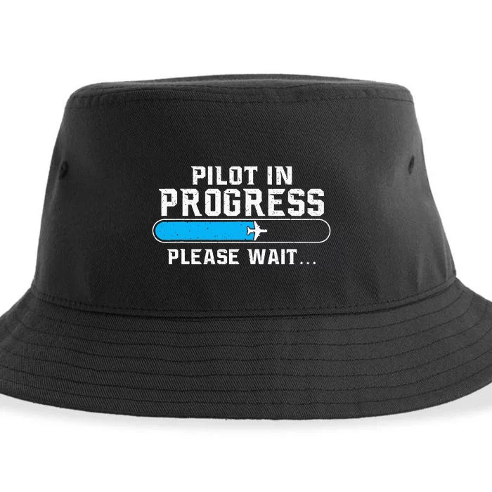 Pilot In Progress Airline Pilot Aviation Aircraft Lover Sustainable Bucket Hat