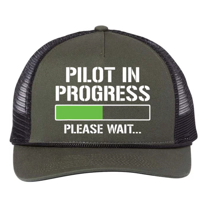 Pilot In Progress Funny Flight School Student Retro Rope Trucker Hat Cap