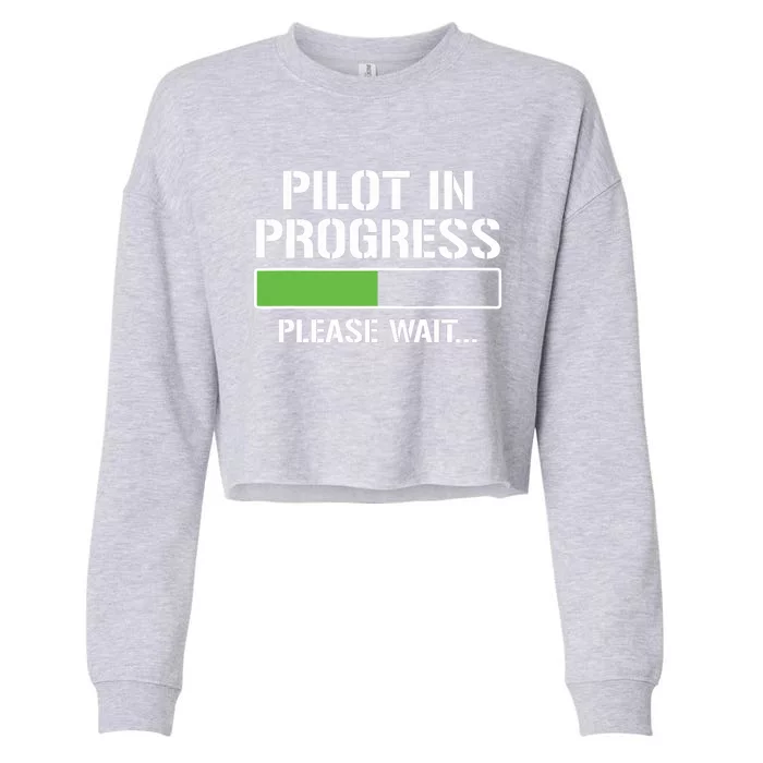 Pilot In Progress Funny Flight School Student Cropped Pullover Crew