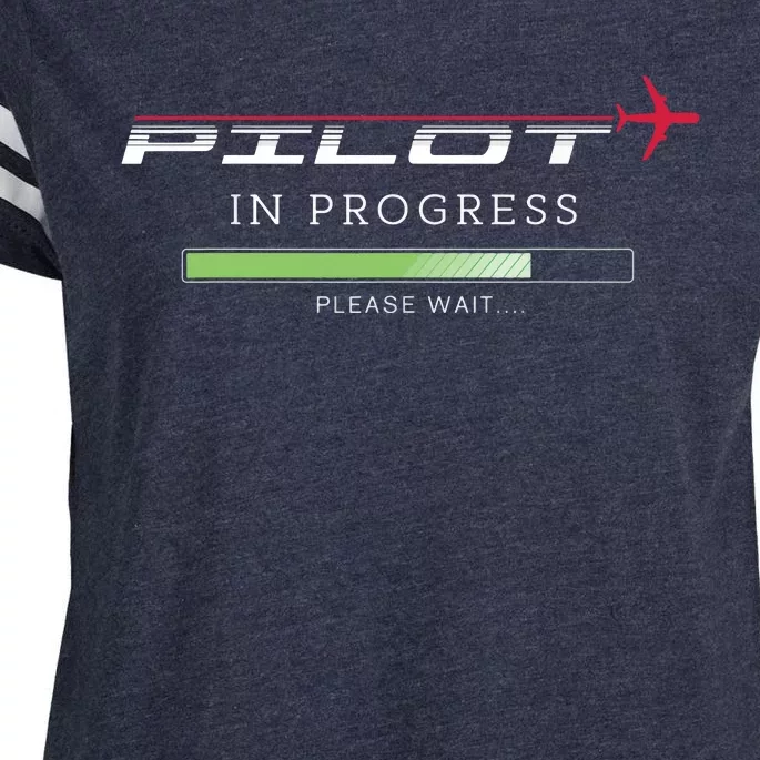 Pilot In Progress Funny Future Pilot Aviation Airplane Gift Enza Ladies Jersey Football T-Shirt