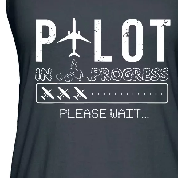 Pilot In Progress Funny Future Pilot Aviation Airplane Gift Ladies Essential Flowy Tank