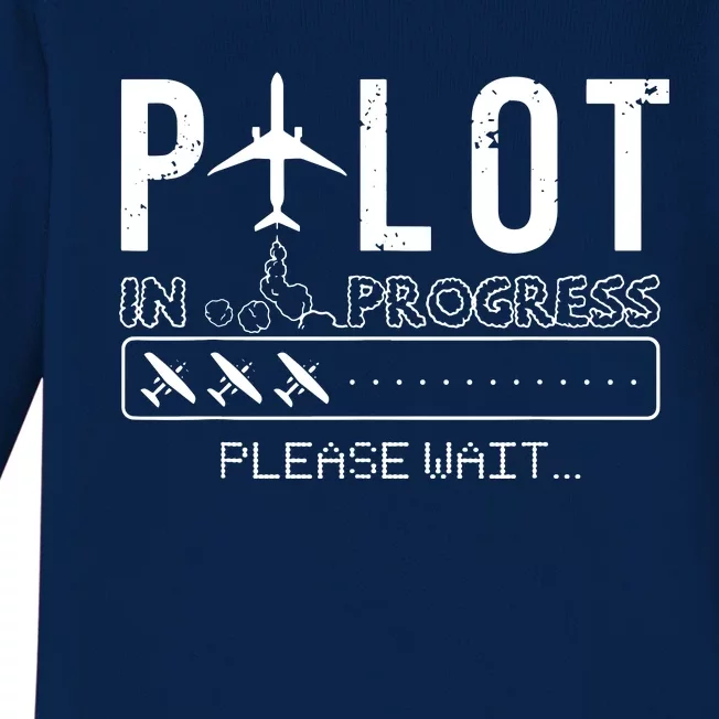 Pilot In Progress Funny Future Pilot Aviation Airplane Gift Baby Long Sleeve Bodysuit