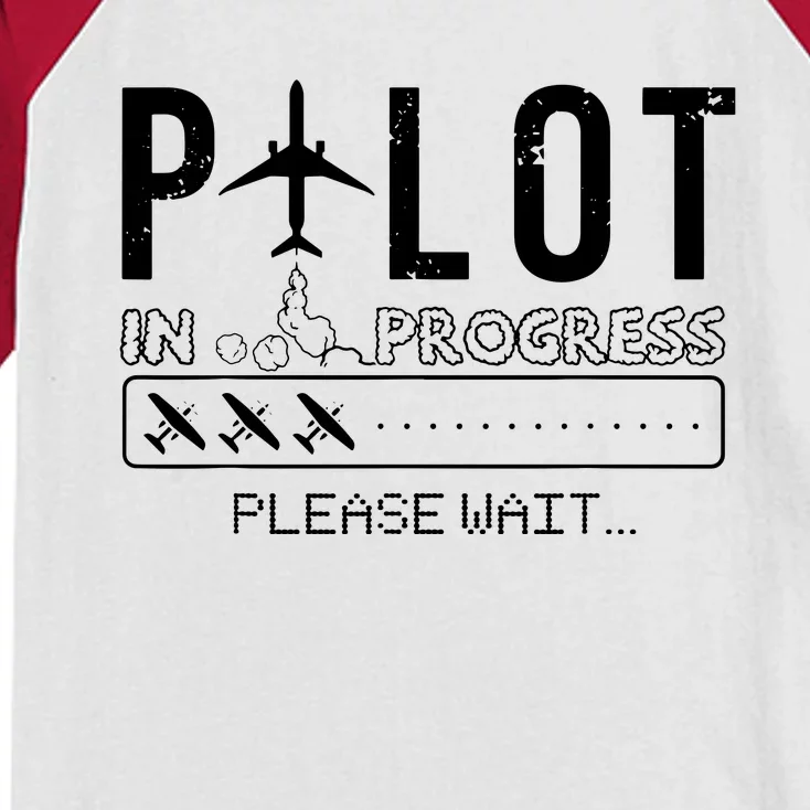 Pilot In Progress Funny Future Pilot Aviation Airplane Gift Kids Colorblock Raglan Jersey