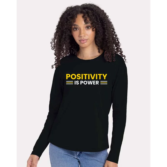 Positivity Is Power Typography Womens Cotton Relaxed Long Sleeve T-Shirt