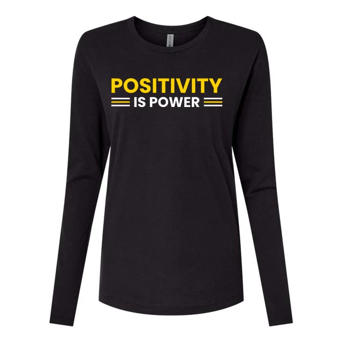 Positivity Is Power Typography Womens Cotton Relaxed Long Sleeve T-Shirt