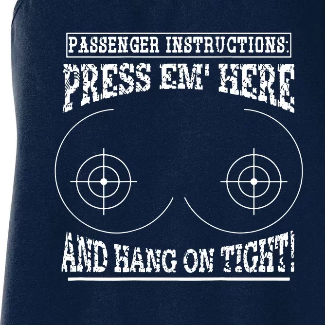 Passenger Instructions Press Em Here Women's Racerback Tank