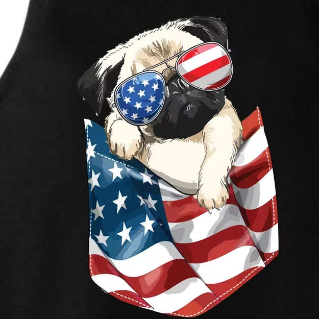 Pug In Pocket Dog 4th July Shirts Men Women Kids USA Flag Ladies Tri-Blend Wicking Tank