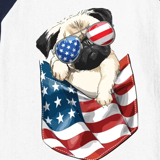 Pug In Pocket Dog 4th July Shirts Men Women Kids USA Flag Baseball Sleeve Shirt