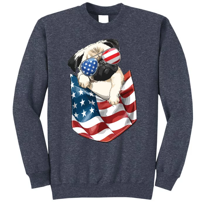 Pug In Pocket Dog 4th July Shirts Men Women Kids USA Flag Sweatshirt