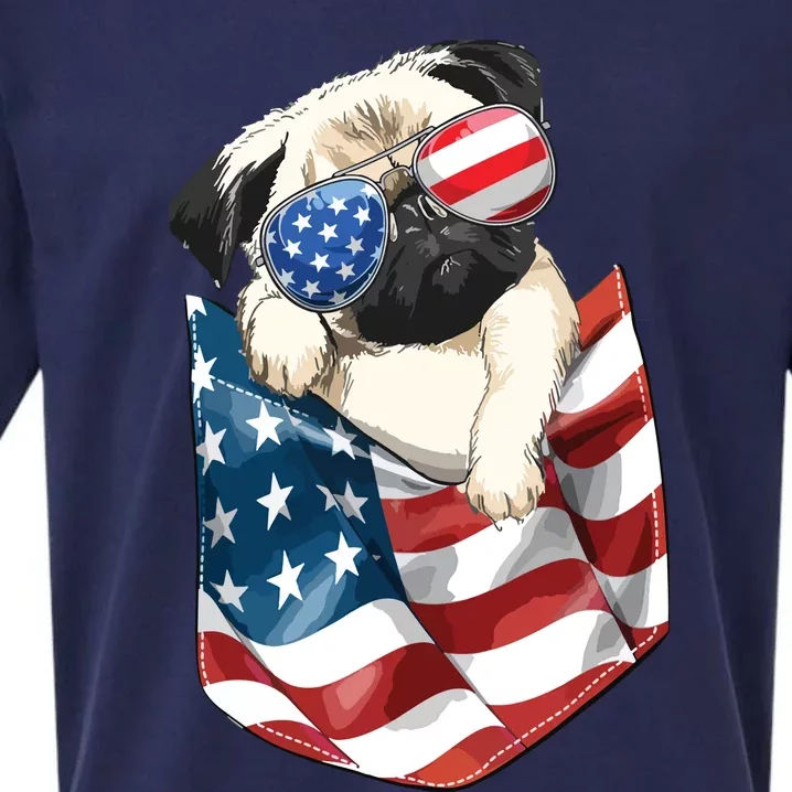 Pug In Pocket Dog 4th July Shirts Men Women Kids USA Flag Sueded Cloud Jersey T-Shirt