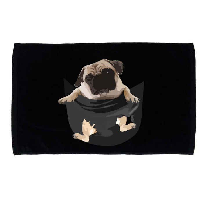 Pug In Pocket Funny Dog Lovers Costume Gifts Microfiber Hand Towel