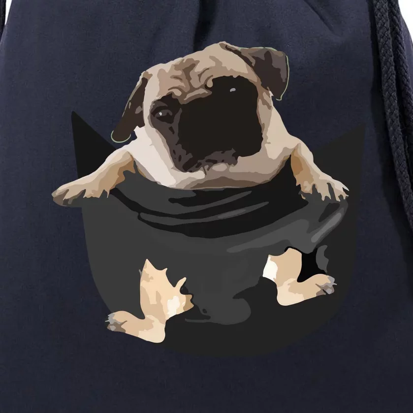 Pug In Pocket Funny Dog Lovers Costume Gifts Drawstring Bag