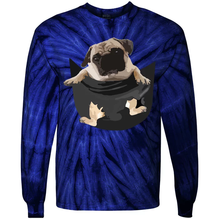 Pug In Pocket Funny Dog Lovers Costume Gifts Tie-Dye Long Sleeve Shirt