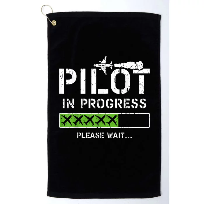 Pilot In Progress Kid Future Pilot Airplane Aviation Flying Platinum Collection Golf Towel