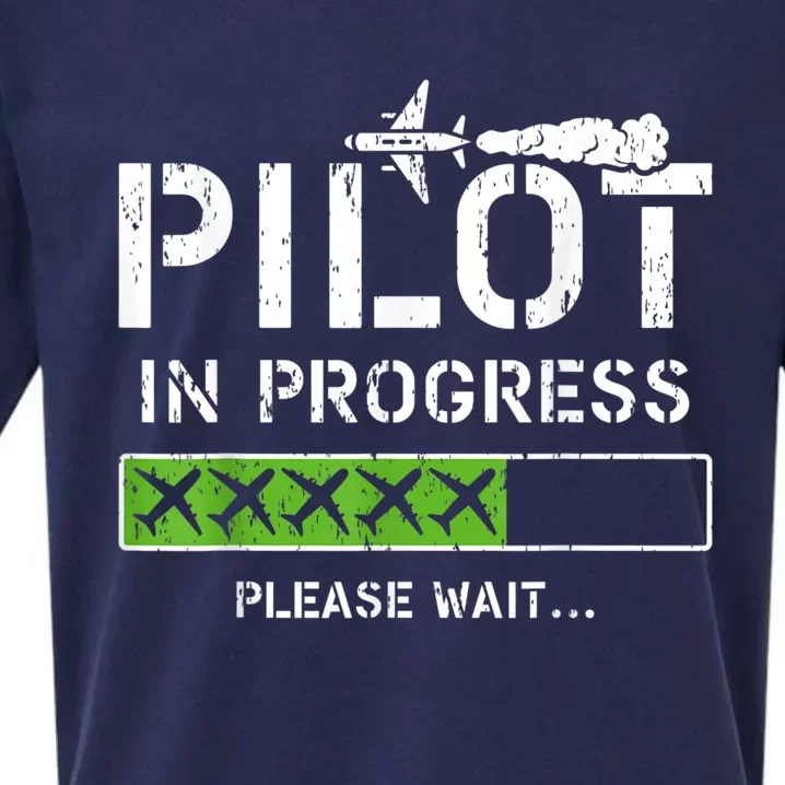 Pilot In Progress Kid Future Pilot Airplane Aviation Flying Sueded Cloud Jersey T-Shirt