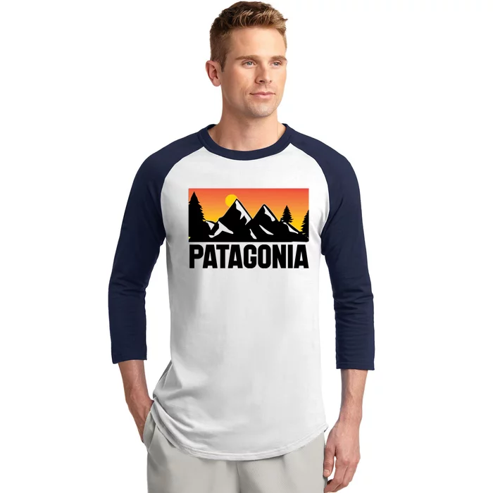 Patagon Ia Pa Vintage Evergreen Sunset Eighties Retro Baseball Sleeve Shirt