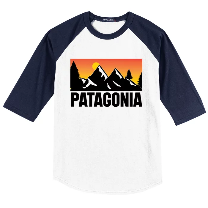 Patagon Ia Pa Vintage Evergreen Sunset Eighties Retro Baseball Sleeve Shirt