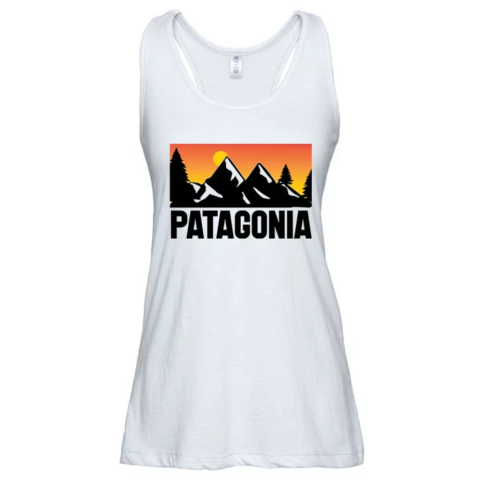 Patagon Ia Pa Vintage Evergreen Sunset Eighties Retro Ladies Essential Flowy Tank