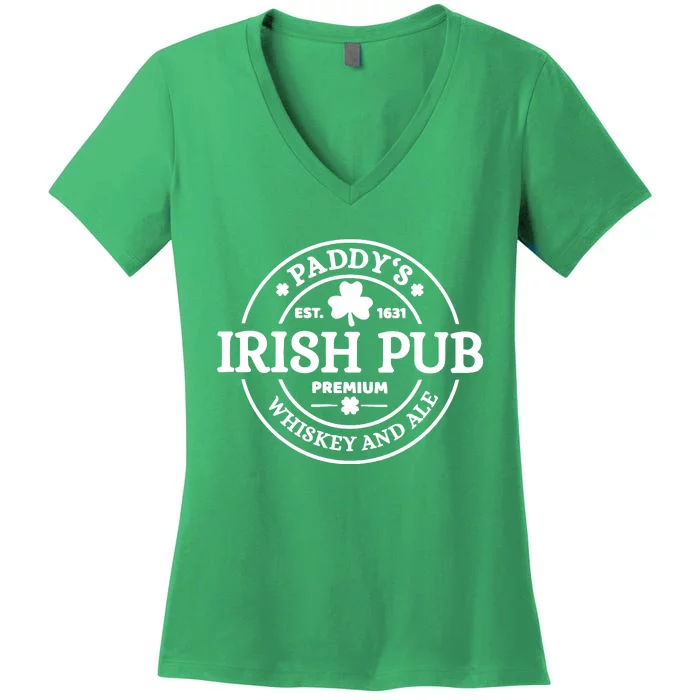 Paddy's Irish Pub Whiskey And Ale Women's V-Neck T-Shirt