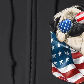 Pug In Pocket Dog 4th July Shirts S Usa Flag Full Zip Hoodie