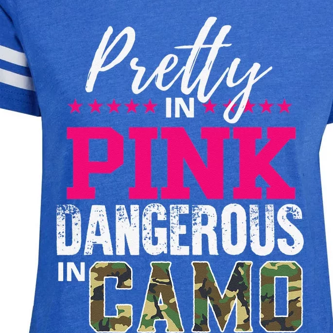 Pretty In Pink Dangerous In Camo Hunting Girl Enza Ladies Jersey Football T-Shirt