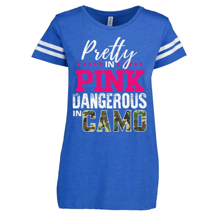 Pretty In Pink Dangerous In Camo Hunting Girl Enza Ladies Jersey Football T-Shirt