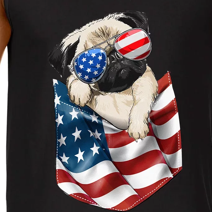 Pug In Pocket Dog 4th July  USA Flag Comfort Colors® Tank Top