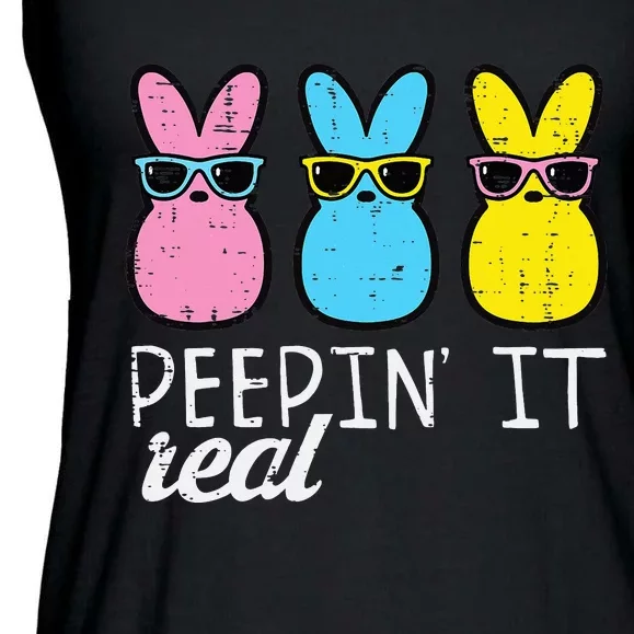 Peepin It Real Easter Bunnies Cool Ladies Essential Flowy Tank