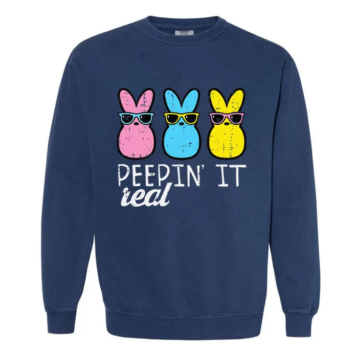 Peepin It Real Easter Bunnies Cool Garment-Dyed Sweatshirt