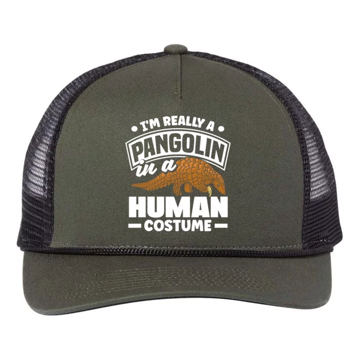 Pangolin Im Really A Pangolin In A Hu Costume Funny Gift Retro Rope Trucker Hat Cap