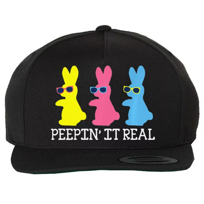 Peepin' It Real Colorful Easter Bunny Cool Gift Wool Snapback Cap