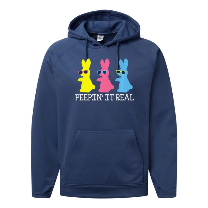 Peepin' It Real Colorful Easter Bunny Cool Gift Performance Fleece Hoodie