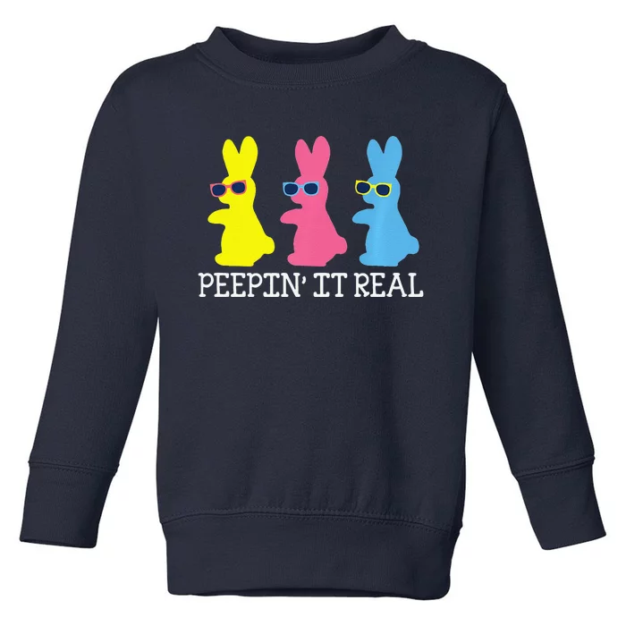 Peepin' It Real Colorful Easter Bunny Cool Gift Toddler Sweatshirt