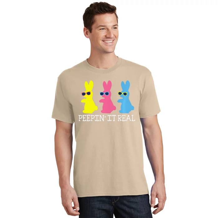 Peepin' It Real Colorful Easter Bunny Cool Gift T-Shirt