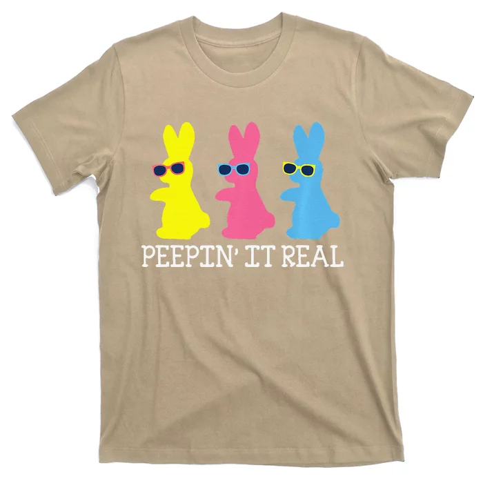 Peepin' It Real Colorful Easter Bunny Cool Gift T-Shirt