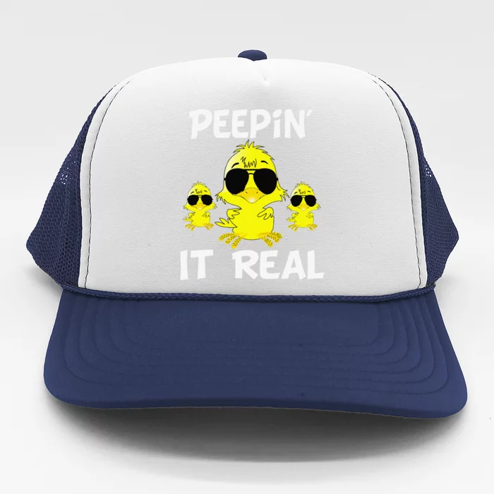 Peepin It Real Funny Easter Egg Huntns Trucker Hat