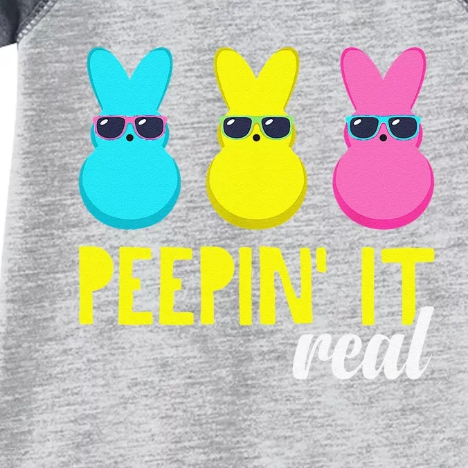 Peepin It Real Happy Easter Bunny Egg Hunt Funny Infant Baby Jersey Bodysuit