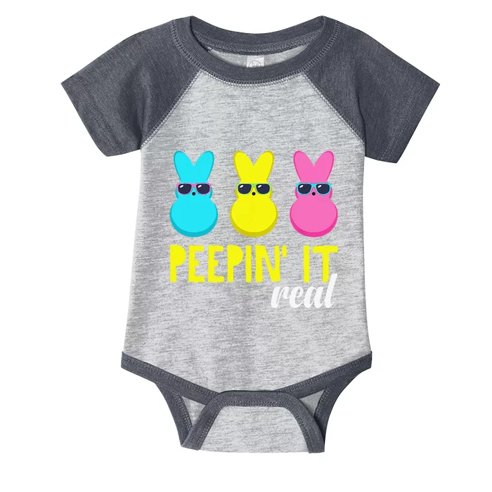 Peepin It Real Happy Easter Bunny Egg Hunt Funny Infant Baby Jersey Bodysuit