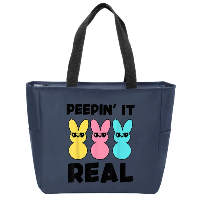 Peepin It Real Easter Day Bunny Zip Tote Bag