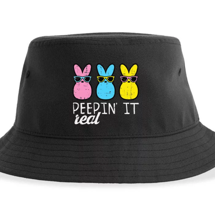 Peepin It Real Easter Bunnies Cool Sustainable Bucket Hat