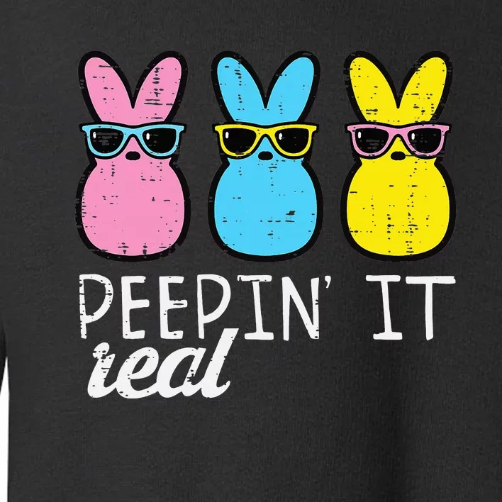 Peepin It Real Easter Bunnies Cool Toddler Sweatshirt