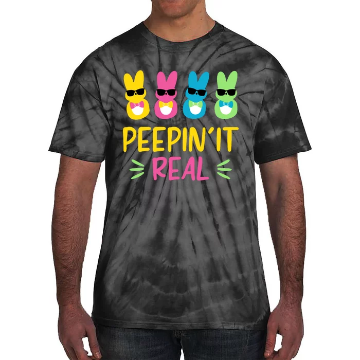 Peepin It Real Happy Easter Bunny Egg Hunt Funny Tie-Dye T-Shirt