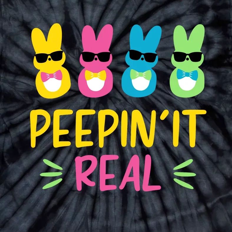 Peepin It Real Happy Easter Bunny Egg Hunt Funny Tie-Dye T-Shirt