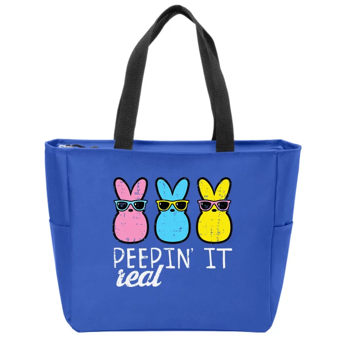 Peepin It Real Easter Bunnies Cool Bunny Rabbit Zip Tote Bag