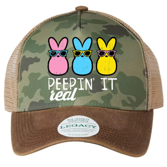 Peepin It Real Easter Bunnies Cool Boy Girl Legacy Tie Dye Trucker Hat