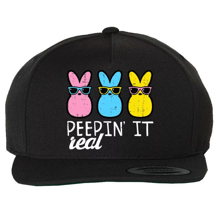 Peepin It Real Easter Bunnies Cool Boy Girl Wool Snapback Cap