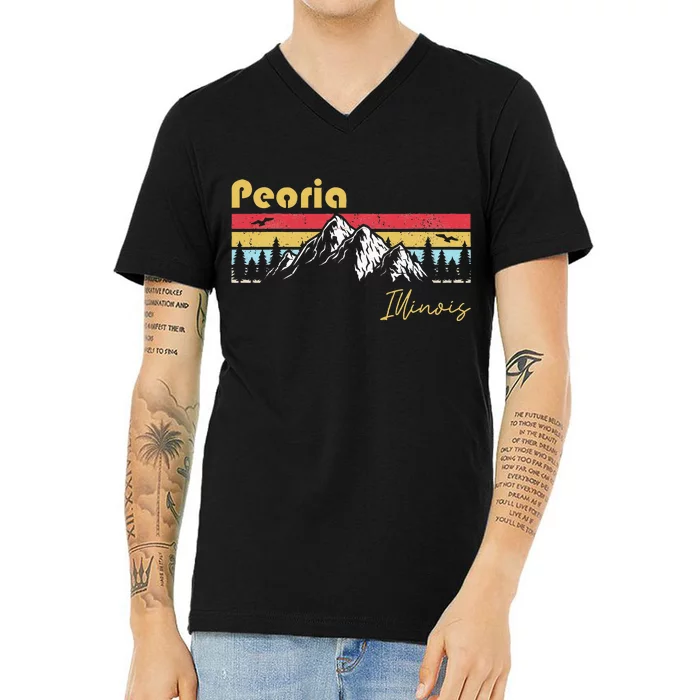 Peoria Illinois Roots Hometown Vintage Home State Pride V-Neck T-Shirt